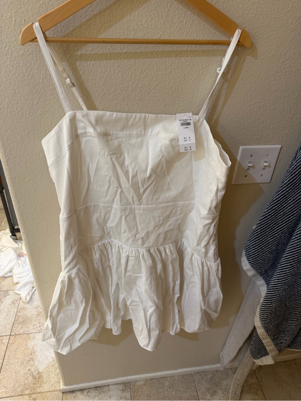 Abercrombie - Women’s White Spaghetti Strap Peplum Dress